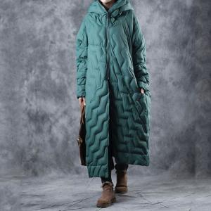 Wave Patterns Womans Hooded Coat Quilted Puffer Coat