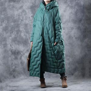 Wave Patterns Womans Hooded Coat Quilted Puffer Coat