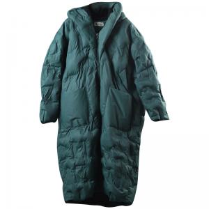 Fashion Long Hooded Coat Front Pockets Large Winter Puffer Coat