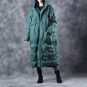 Fashion Long Hooded Coat Front Pockets Large Winter Puffer Coat
