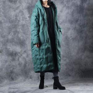 Fashion Long Hooded Coat Front Pockets Large Winter Puffer Coat
