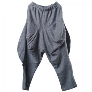 OL Style Baggy Flare Pants Fashion Gray Balloon Trousers