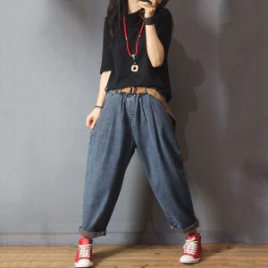 Street Style Baggy Harem Pants Womans Distressed Boyfriend Jeans