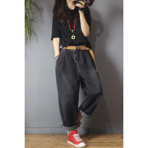 Street Style Baggy Harem Pants Womans Distressed Boyfriend Jeans
