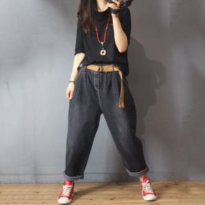 Street Style Baggy Harem Pants Womans Distressed Boyfriend Jeans