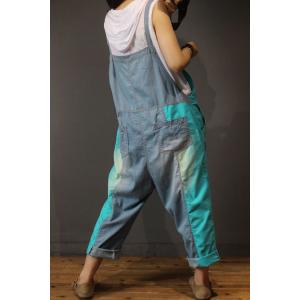 Color Block Fashion Baggy Overalls Womans Cotton Jumpsuits