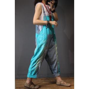 Color Block Fashion Baggy Overalls Womans Cotton Jumpsuits