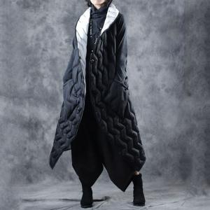 Asymmetrical Designer Puffer Coat Black White Wrap Vest Coat