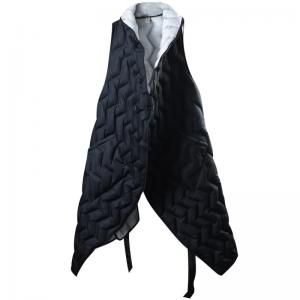 Asymmetrical Designer Puffer Coat Black White Wrap Vest Coat