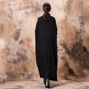 Plus Size Turtleneck Sweater Dress Black Long Knitting Dress