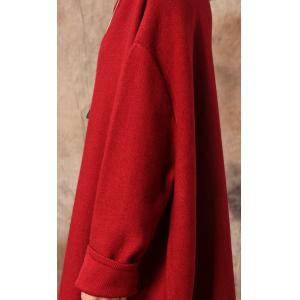 Long Sleeve Knitted Sweater Dress Plus Size Maxi Red Dress