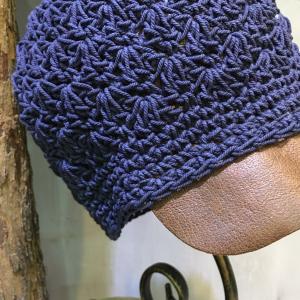 Handmade Cotton Linen Beanie Leather Brim Beret Hat