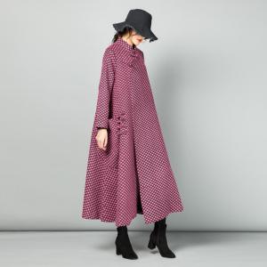 Chinese Pankou Flared Winter Coat Oversized Woolen Coat for Woman