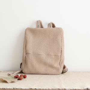 Preppy Style Cotton Linen Backpack Girlish Plain Bag for Woman