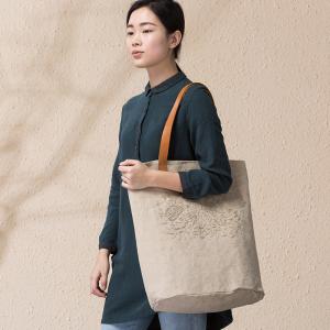 Vintage Manual Embroidered Bag Womans Cotton Linen Tote Bag
