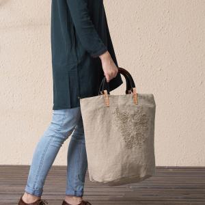 Organic Cotton Linen Handbag Vintage Handmade Embroidery Tote