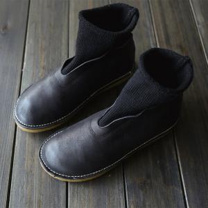 Handmade Calf Leather Ankle Boots Womans Flats Martin Boots