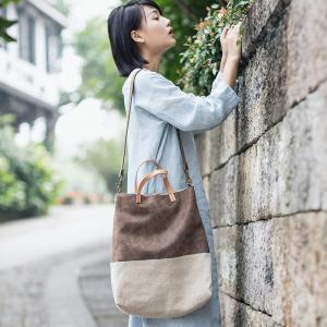 Contrast Colors Womans Handbag Cotton Linen Retro Shoulder Bag