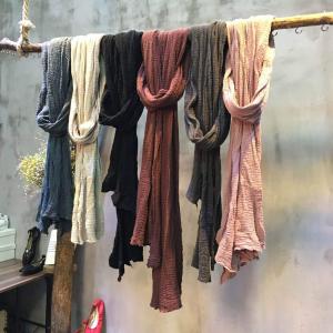 Korean Fashion Pleated Linen Plain Scarf Long Scarf For Woman