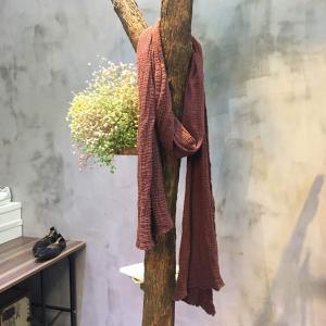 Korean Fashion Pleated Linen Plain Scarf Long Scarf For Woman