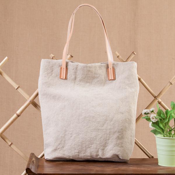 Cotton Linen Plain Shoulder Bag Womans Vintage Handbag in Beige Gray ...