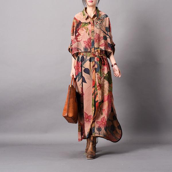 Elegant Printed Layering Shirt Dress Silk Designer Wrap Dress