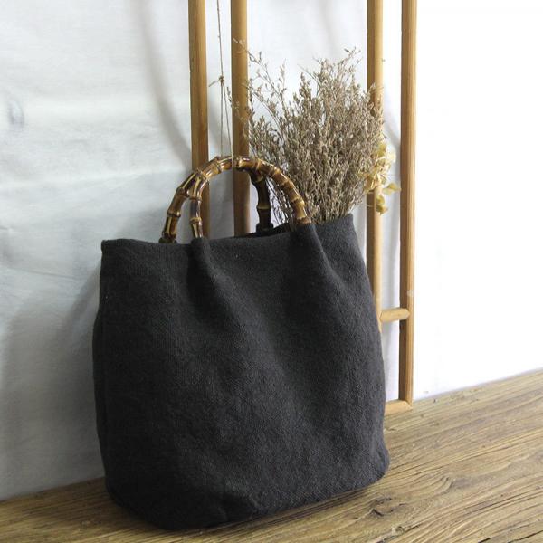 Cotton Linen Plain Handbag Versatile Shoulder Bag for Woman
