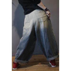 Color Fading Harem Jeans Baggy Korean Ripped Jeans for Woman