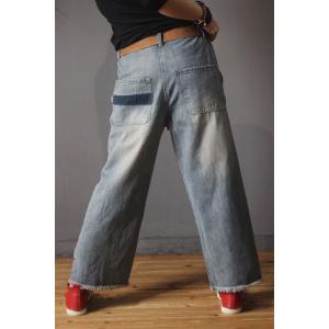 Straight-Leg Blue Contrast Baggy Jeans Womans Denim Bootcuts