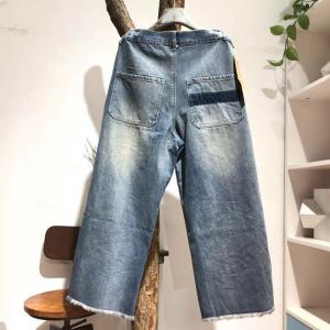 Straight-Leg Blue Contrast Baggy Jeans Womans Denim Bootcuts
