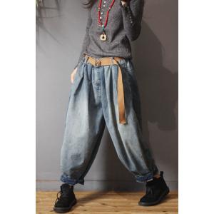 Street Style Flare Denim Pants Baggy Balloon Jeans for Woman