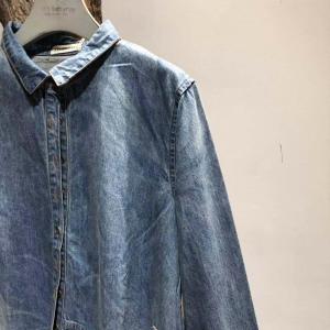 Raw Hem Denim Shirt Dress Loose Long Sleeve Jean Dress