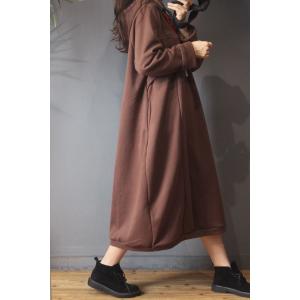 Casual Style Cotton Hoodie Dress Oversized Korean Dress