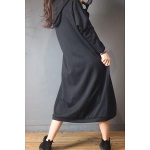 Casual Style Cotton Hoodie Dress Oversized Korean Dress