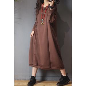 Casual Style Cotton Hoodie Dress Oversized Korean Dress