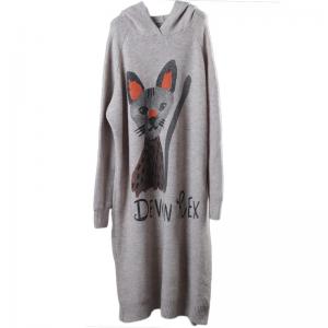 Cartoon Cat Loose Sweater Dress Cotton Hooded Korean Dress