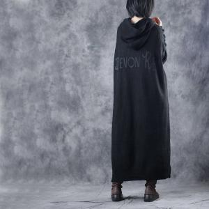Korean Fashion Sweater Loose Dress Hooded Womans Cartoon Dress