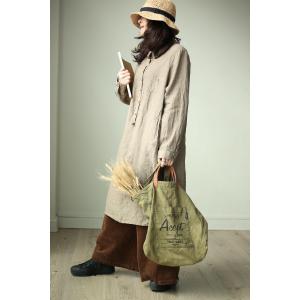 Simple Design Loose Linen Shirt Dress Woman Plain Flax Clothing