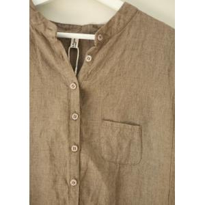 Simple Design Loose Linen Shirt Dress Woman Plain Flax Clothing