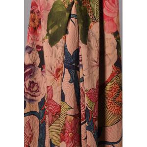 Peony Prints Vintage Silky Dress Loose Maxi Dress