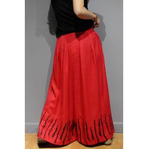 Retro Style Linen Wide Leg Pants Embroidered Plain Palazzo Pants