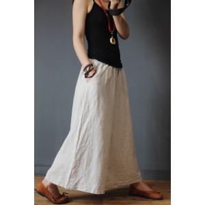 Simple Design Casual Wide Legs Organic Linen Long Gaucho Pants