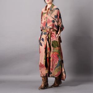 Elegant Printed Layering Shirt Dress Silk Designer Wrap Dress
