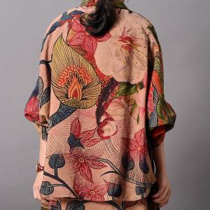 Elegant Printed Layering Shirt Dress Silk Designer Wrap Dress