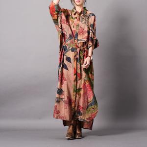 Elegant Printed Layering Shirt Dress Silk Designer Wrap Dress