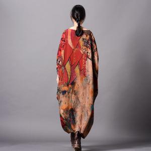 Bat Sleeve Silk Caftan Dress Plus Size Vintage Abaya