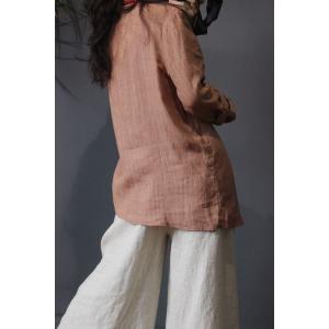 Vintage Style Linen Striped Blouse Asymmetric Oversized Shirt