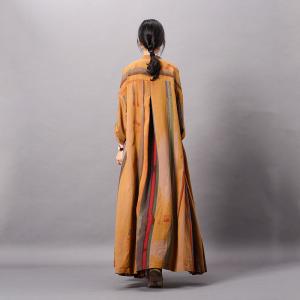 Colorful Striped Silk Cardigan Loose Maxi Shirt Dress