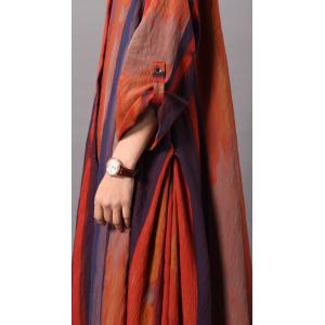 Colorful Striped Silk Cardigan Loose Maxi Shirt Dress