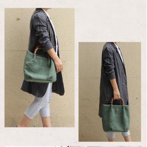 Cotton Linen Plain Handbag Versatile Shoulder Bag for Woman